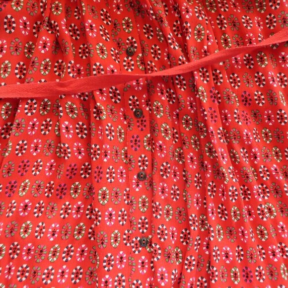 Anthropologie Maeve Vicki Red Sleeveless Button-down Shirt Dress Red Geometric 9 - Picture 14 of 16